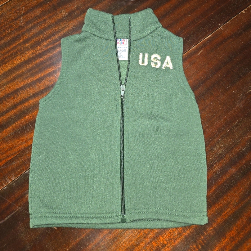Green USA Zip-Up Vest- Vintage